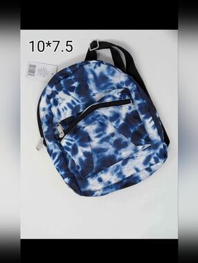 Blue Tie-Dye Mini Backpack - Casual Daypack